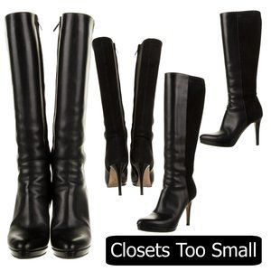 Jimmy Choo Black Leather and Suede Boots